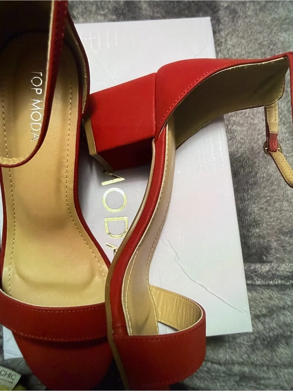 TOP Moda Red Open-Toe Ankle-Strap Platform Sandals